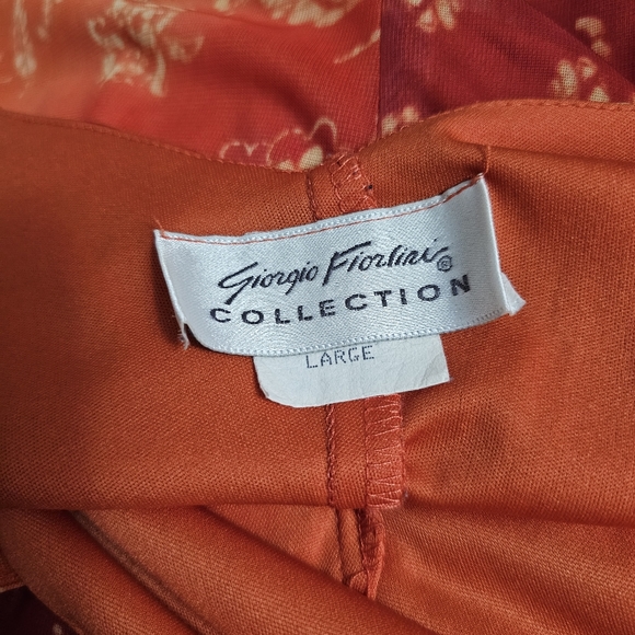 Vintage Giorgio Fiorlini 90s Orange & Red Ombre Floral Assymetric Dress Large - Picture 7 of 7